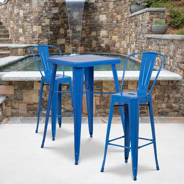 Flash Furniture 4 " High Blue Metal Indoor-Outdoor Barstool, PK4 4-CH-31320-30GB-BL-GG - main