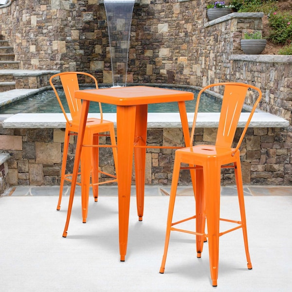 Flash Furniture 4PK 30" High Orange Metal Indoor-Outdoor Barstool 4-CH-31320-30GB-OR-GG - main