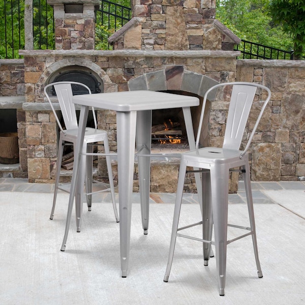 Flash Furniture 4PK 30" High Silver Metal Indoor-Outdoor Barstool 4-CH-31320-30GB-SIL-GG - main