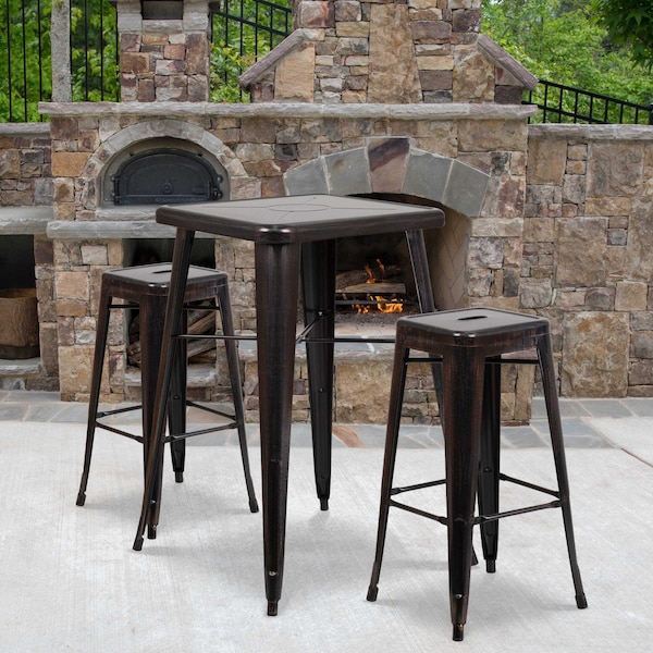 Flash Furniture 4PK 30"H No Back Black-Gold Square Metal Barstool 4-CH-31320-30-BQ-GG - main