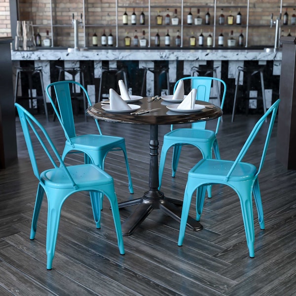 Flash Furniture Crystal Teal-Blue Metal Indoor-Outdoor Stackable Chair, PK4 4-ET-3534-CB-GG - main