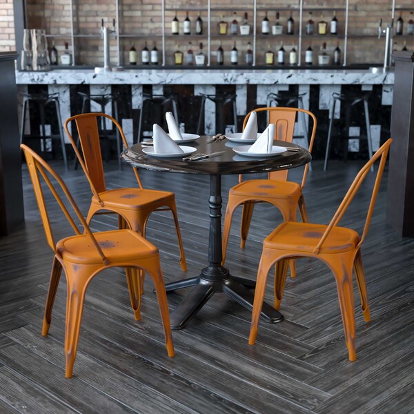 Flash Furniture Distressed Orange Metal Indoor-Outdoor Stackable Chair, PK4 4-ET-3534-OR-GG - main