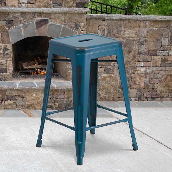 Flash Furniture 4PK 24"H Backless Blue Metal Counter Height Stool 4-ET-BT3503-24-AB-GG - main
