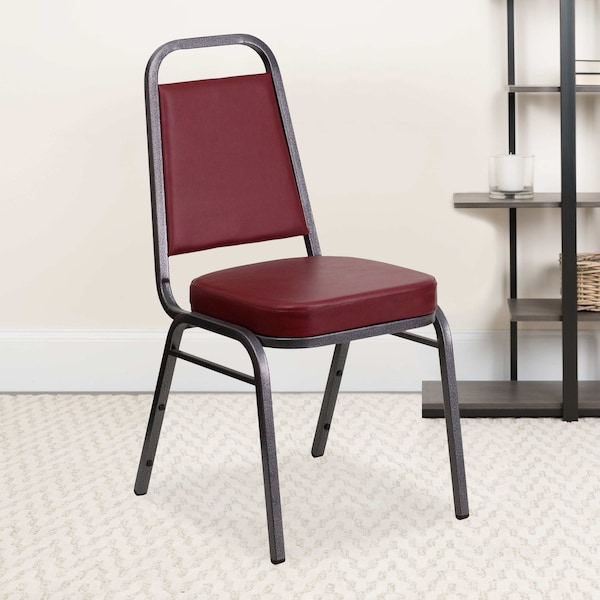 Flash Furniture Burgundy Vinyl Banquet Chair, PK4 4-FD-BHF-1-SILVERVEIN-BY-GG - main