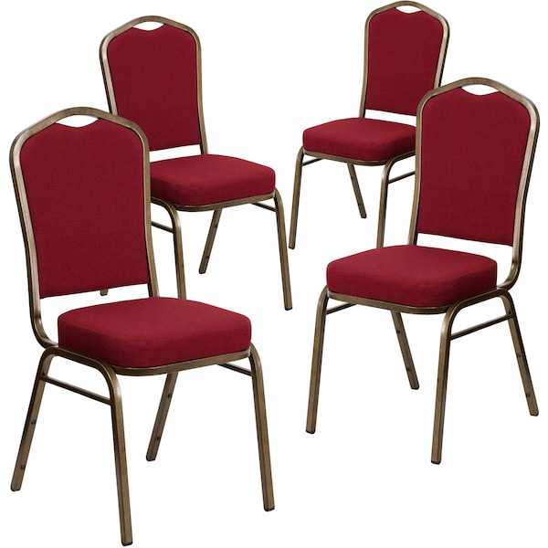 Flash Furniture Burgundy Fabric Banquet Chair, PK4 4-FD-C01-GOLDVEIN-3169-GG - main