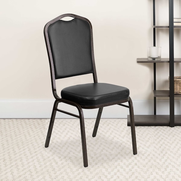 Flash Furniture Black Vinyl Banquet Chair, PK4 4-FD-C01-GOLDVEIN-BK-VY-GG - main