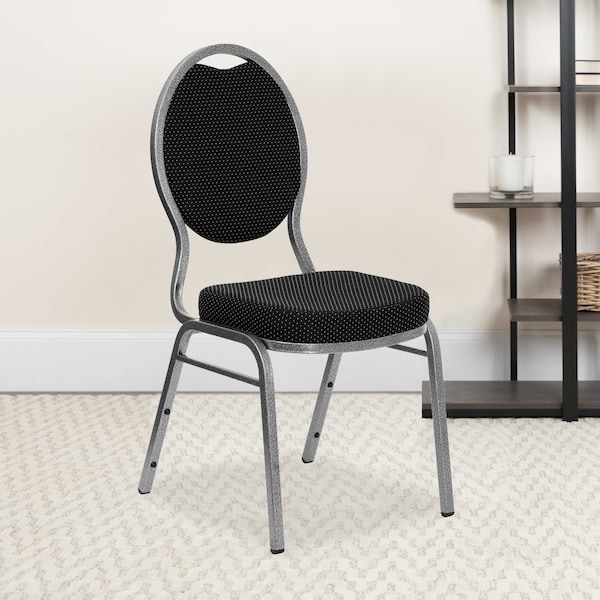 Flash Furniture Black Fabric Banquet Chair, PK4 4-FD-C04-SILVERVEIN-S076-GG - main