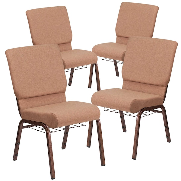 Flash Furniture Caramel Fabric Church Chair, PK4 4-FD-CH02185-CV-BN-BAS-GG - main