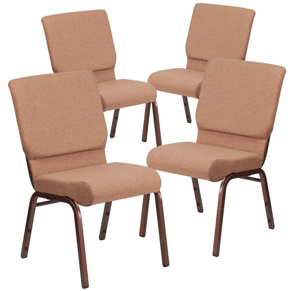 Flash Furniture Caramel Fabric Church Chair, PK4 4-FD-CH02185-CV-BN-GG - main