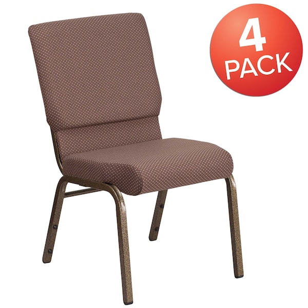 Flash Furniture Brown Dot Fabric Church Chair, PK4 4-FD-CH02185-GV-BNDOT-GG - main