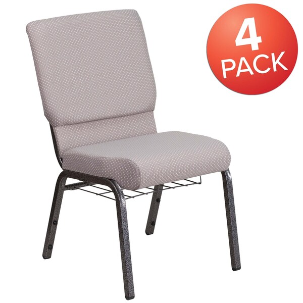 Flash Furniture Gray Dot Fabric Church Chair, PK4 4-FD-CH02185-SV-GYDOT-BAS-GG - main