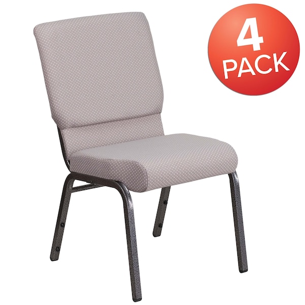 Flash Furniture Gray Dot Fabric Church Chair, PK4 4-FD-CH02185-SV-GYDOT-GG - main