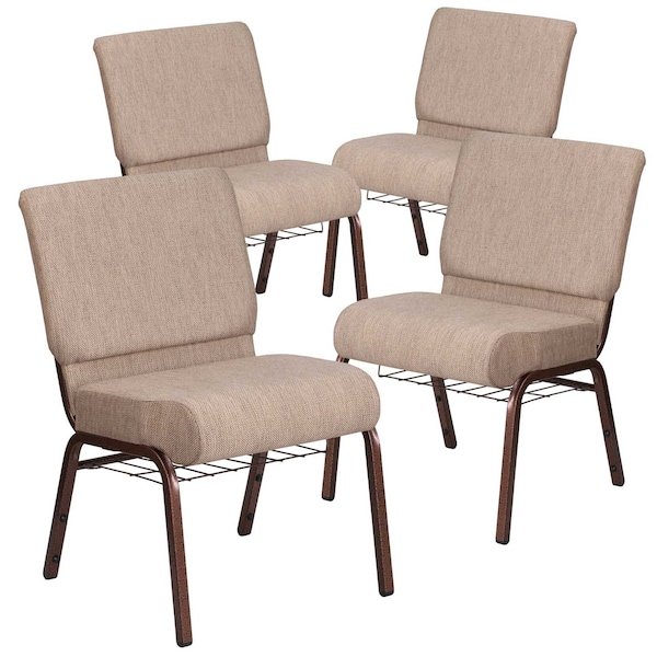 Flash Furniture Beige Fabric Church Chair, PK4 4-FD-CH0221-4-CV-BGE1-BAS-GG - main