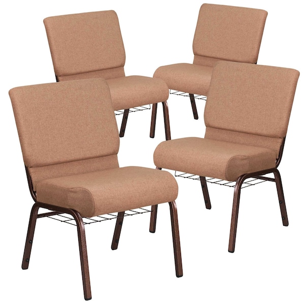 Flash Furniture Caramel Fabric Church Chair, PK4 4-FD-CH0221-4-CV-BN-BAS-GG - main