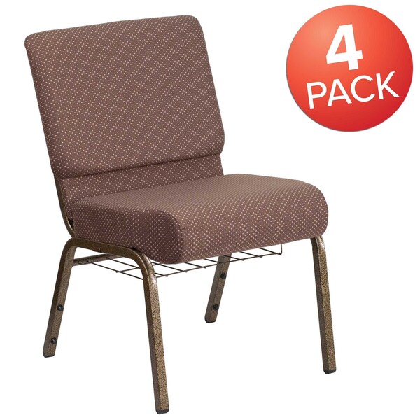 Flash Furniture Brown Dot Fabric Church Chair, PK4 4-FD-CH0221-4-GV-BNDOT-BAS-GG - main