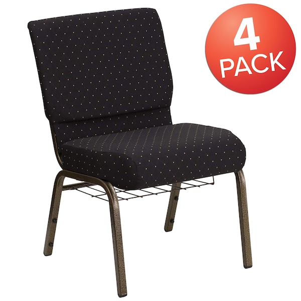Flash Furniture Black Dot Fabric Church Chair, PK4 4-FD-CH0221-4-GV-S0806-BAS-GG - main