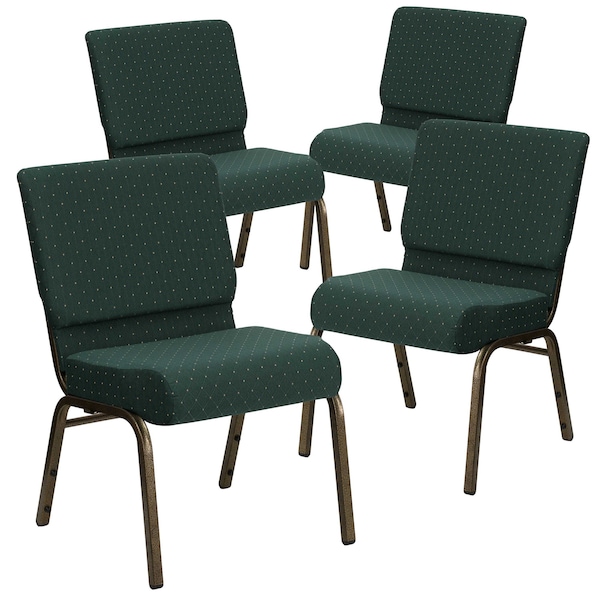 Flash Furniture Green Dot Fabric Church Chair, PK4 4-FD-CH0221-4-GV-S0808-GG - main