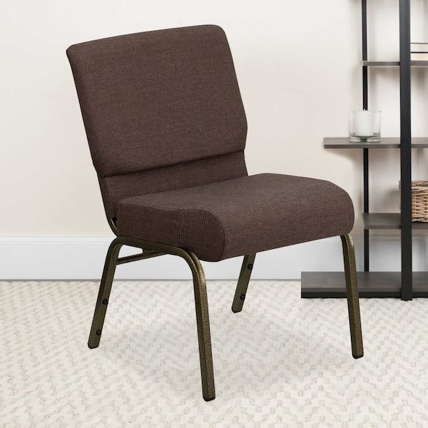 Flash Furniture Brown Fabric Church Chair, PK4 4-FD-CH0221-4-GV-S0819-GG - main