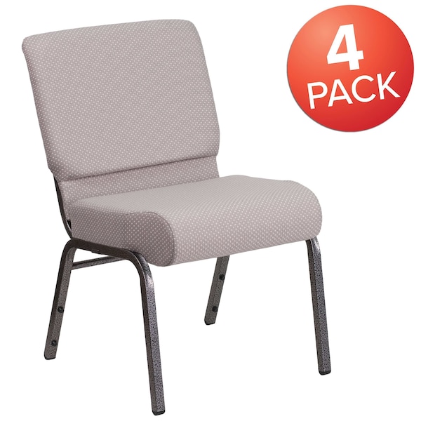 Flash Furniture Gray Dot Fabric Church Chair, PK4 4-FD-CH0221-4-SV-GYDOT-GG - main