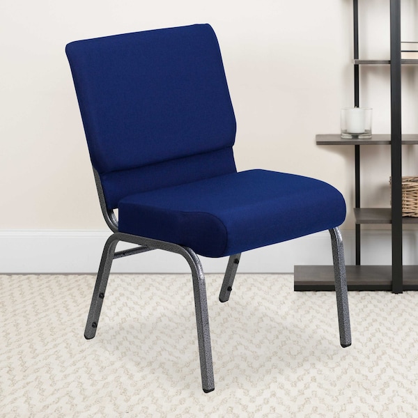 Flash Furniture Navy Blue Fabric Church Chair, PK4 4-FD-CH0221-4-SV-NB24-GG - main
