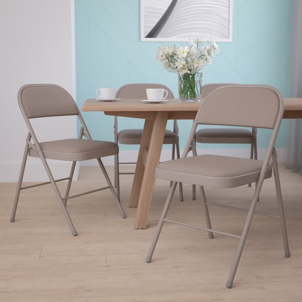 Flash Furniture HERCULES Series Double Braced Gray Vinyl Folding Chair, PK4 4-HA-F003D-GY-GG - main