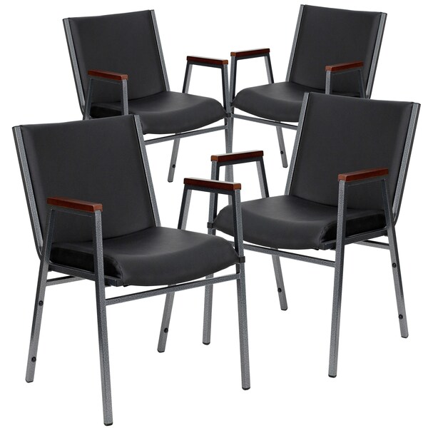 Flash Furniture 4-XU-60154-BK-VYL-GG $442.69 HERCULES Series Heavy Duty  Black Vinyl Stack Chair with Arms | Zoro.com