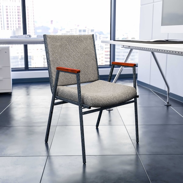 Flash Furniture HERCULES Series Heavy Duty Gray Fabric Stack Chair with Arms, PK4 4-XU-60154-GY-GG - main