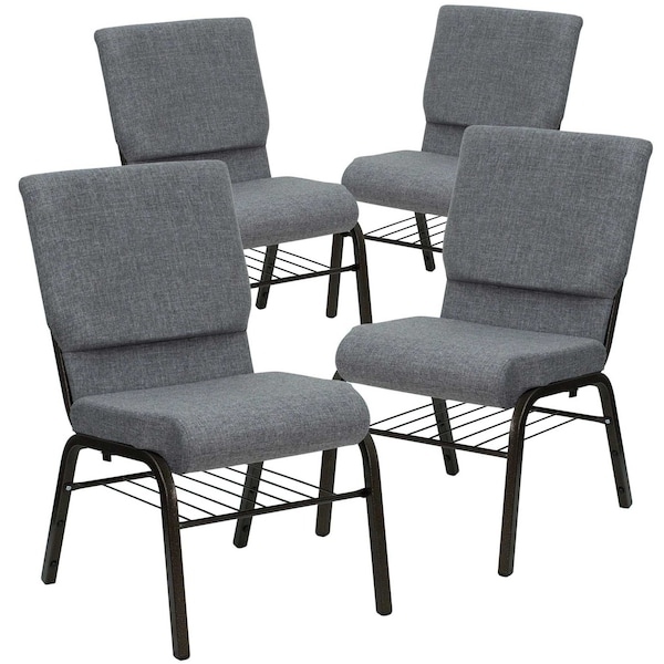 Flash Furniture Gray Fabric Church Chair, PK4 4-XU-CH-60096-BEIJING-GY-BAS-GG - main