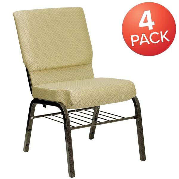 Flash Furniture Beige Fabric Church Chair, PK4 4-XU-CH-60096-BGE-BAS-GG - main