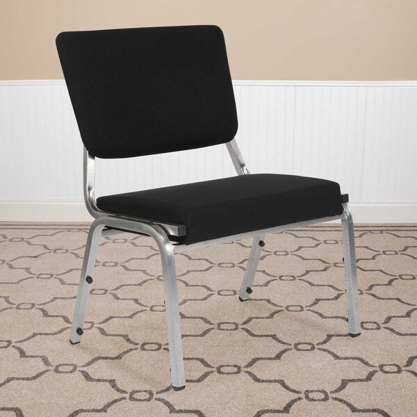 Flash Furniture HERCULES Series 1000 lb. Rated Black Antimicrobial Fabric Bariatric Medical Reception Chair with 3/4 Panel Back, PK4 4-XU-DG-60442-660-2-BK-GG - main