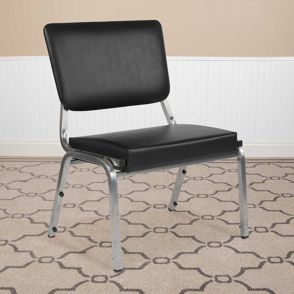 Flash Furniture HERCULES Series 1000 lb. Rated Black Antimicrobial Vinyl Bariatric Medical Reception Chair with 3/4 Panel Back, PK4 4-XU-DG-60442-660-2-BV-GG - main