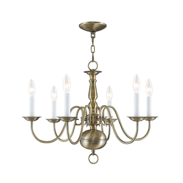 Livex Lighting Williamsburgh 6 Light Antique Brass Chandelier 5006-01 - main
