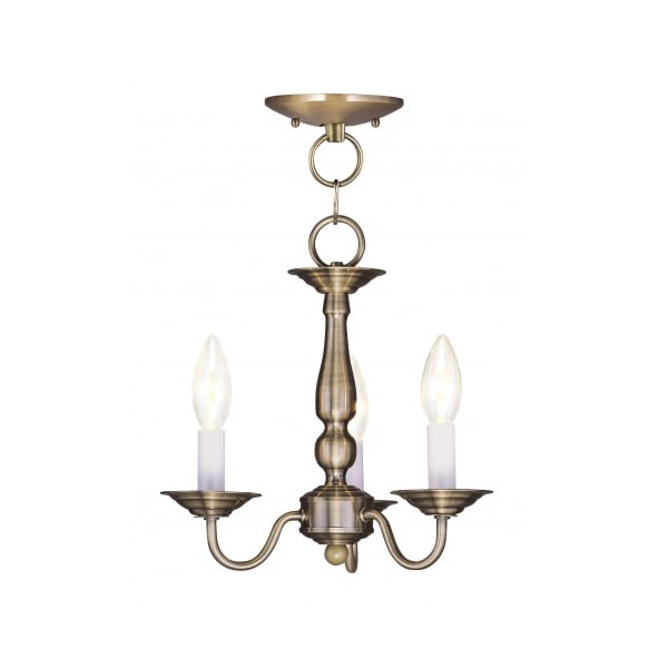 Livex Lighting Williamsburgh 3 Light Antique Brass Convertible 5009-01 - main