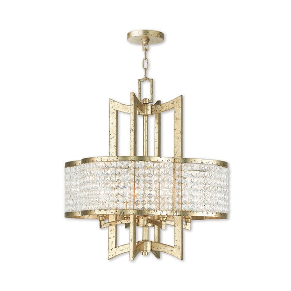 Livex Lighting Grammercy 4 Light Hand Applied Winter Gold Chandelier 50575-28 - main