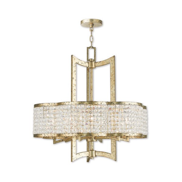 Livex Lighting Grammercy 6 Light Hand Applied Winter Gold Chandelier 50576-28 - main