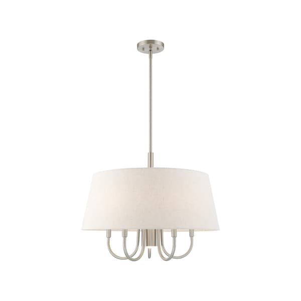 Livex Lighting Belclaire 6 Light Brushed Nickel Pendant Chandelier 50805-91 - main