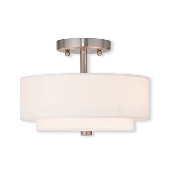 Livex Lighting Claremont 2 Light Brushed Nickel Ceiling Mount 51042-91 - main