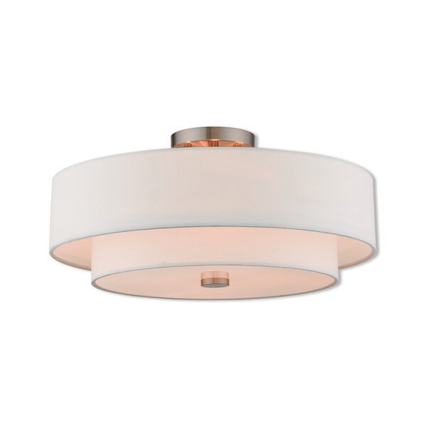 Livex Lighting Claremont 4 Light Brushed Nickel Ceiling 51045-91 - main