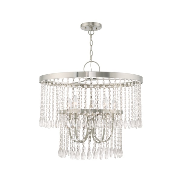 Livex Lighting Elizabeth 5 Light Brushed Nickel Pendant Chandelier 51065-91 - main