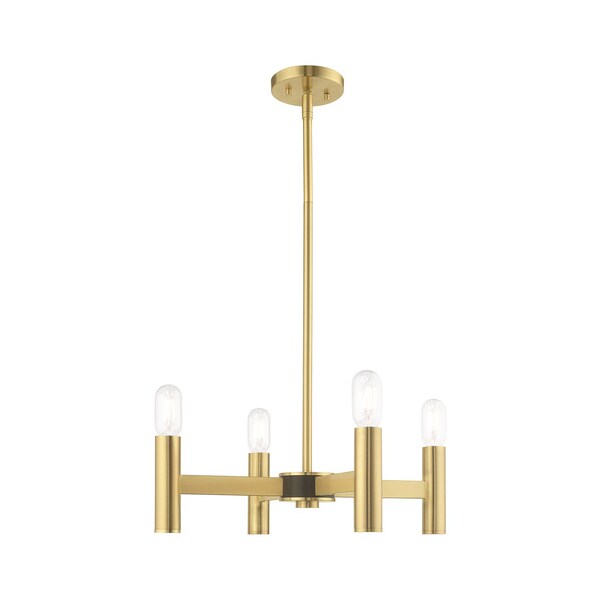 Livex Lighting Copenhagen 4 Light Satin Brass Mini Chandelier 51134-12 - main