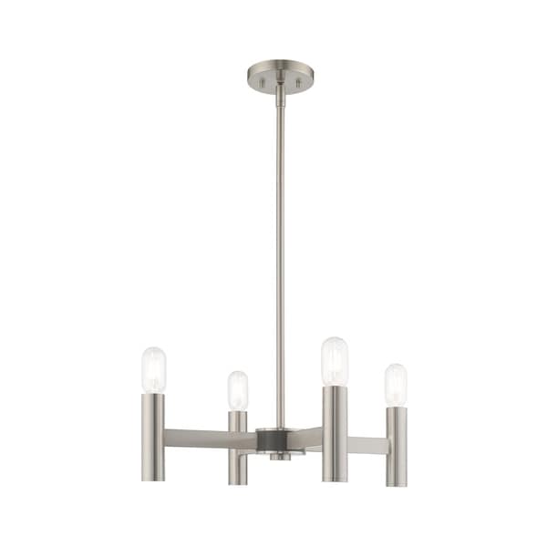 Livex Lighting Copenhagen 4 Light Brushed Nickel Mini Chandelier 51134-91 - main