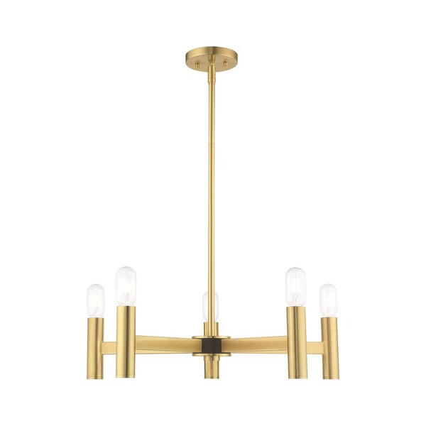 Livex Lighting Copenhagen 5 Light Satin Brass Chandelier 51135-12 - main