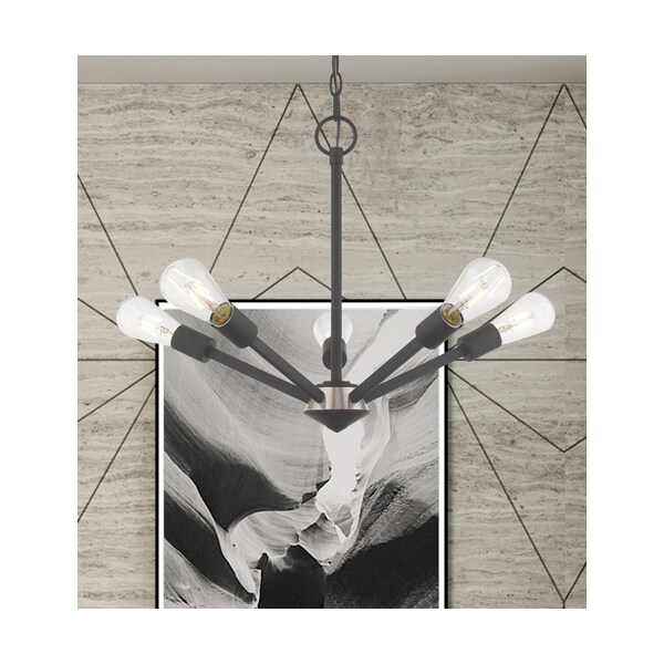 Livex Lighting Prague 5 Light Black Chandelier 51155-04 - main