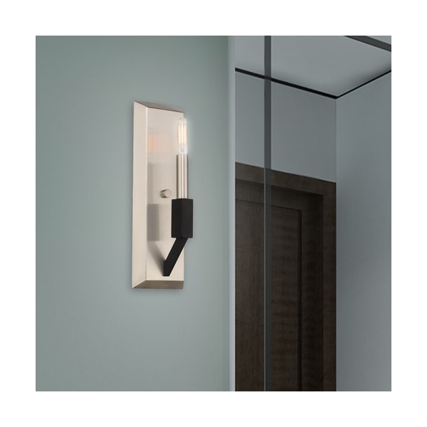Livex Lighting Beckett 1 Light Brushed Nickel And Black ADA Wall Sconce 51161-91 - main