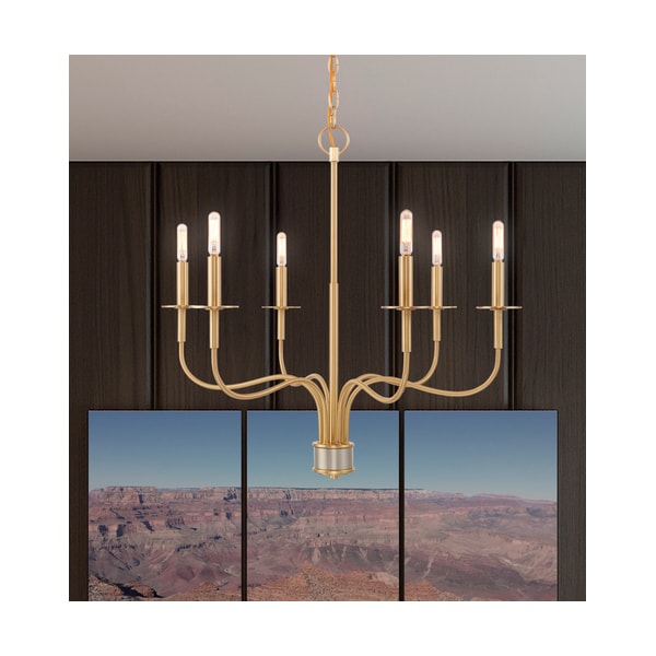 Livex Lighting Lisbon 6 Light Satin Brass Chandelier 51326-12 - main
