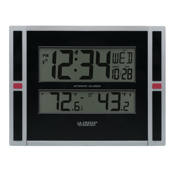 La Crosse Technology Atomic Digital Wall Clock w In/Out Temp 513149