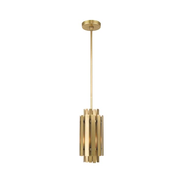 Livex Lighting Greenwich 1 Light Natural Brass Mini Pendant 52040-08 - main