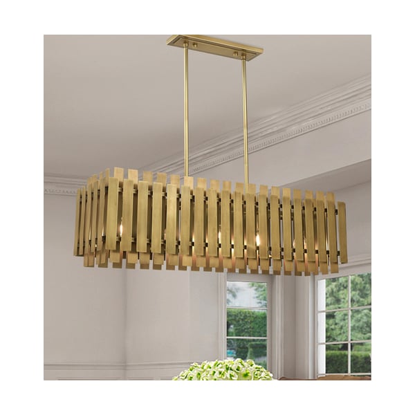 Livex Lighting Greenwich 5 Light Natural Brass Linear Chandelier 52045-08 - main