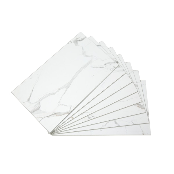Palisade Vinyl Wall Tile 25.6"L x 14.8"W in Carrara Marble, PK8 53010 - main