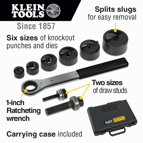 Klein Tools 53732SEN $272.25 9 Piece Knockout Punch Set with Wrench, 2.3 cu. ft. | Zoro.com